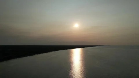 Sunset on the lake. A sunny path on the water. Stock Footage 246646808