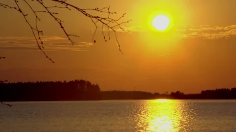 Sunset on the lake. Sunset reflected in water Video stock 67533018