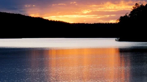 Sunset on lake in Sweden Stock Footage 129653902