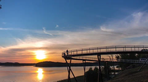 Sunset on a lake time lapse Stock Footage 44987463