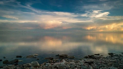 Sunset on the lake, time-lapse Stock Footage 75920793