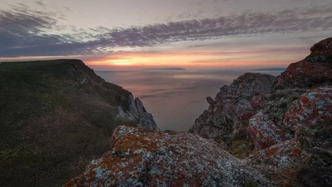 Sunset on the lake, time-lapse Stock Footage 77174725
