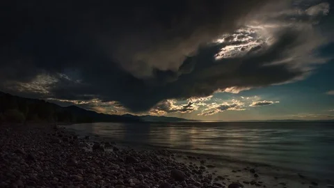 Sunset on the lake, time-lapse Stock Footage 77198311