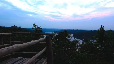 Sunset lake time lapse shot Stock Footage 81945204