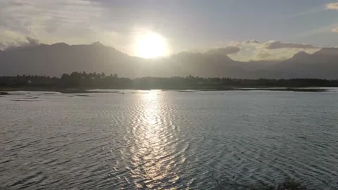 Sunset lake view Stock Footage 155935547