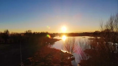 Sunset Lake View Stock Footage 262081742