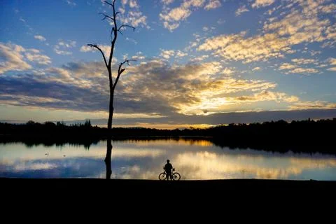 Sunset in lake view Stock Photos