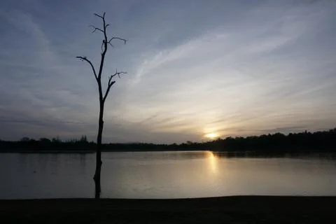 Sunset in lake view Stock Photos