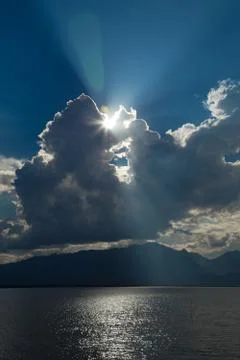 Sunset in lake view Stock Photos