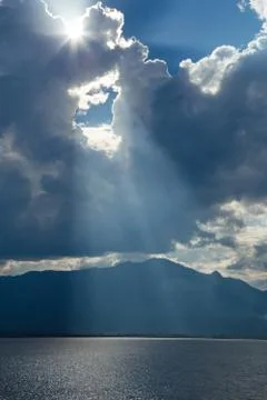 Sunset in lake view Stock Photos