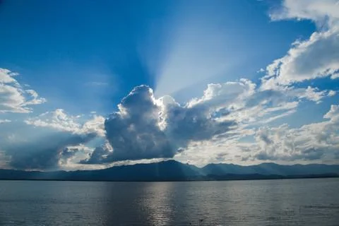 Sunset in lake view Foto stock