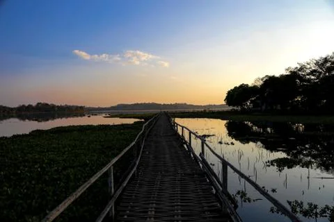 Sunset in lake view Stock Photos