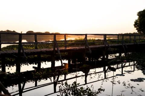 Sunset in lake view Stock Photos