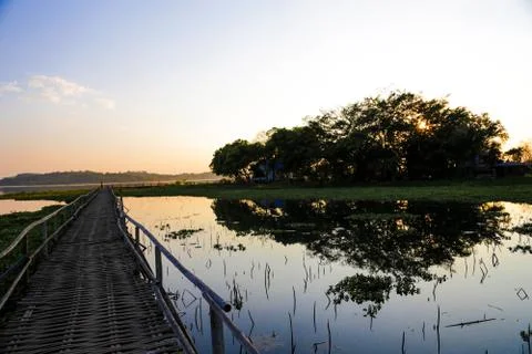 Sunset in lake view Stock Photos
