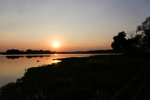 Sunset in lake view Stock Photos