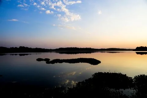 Sunset in lake view Stock Photos