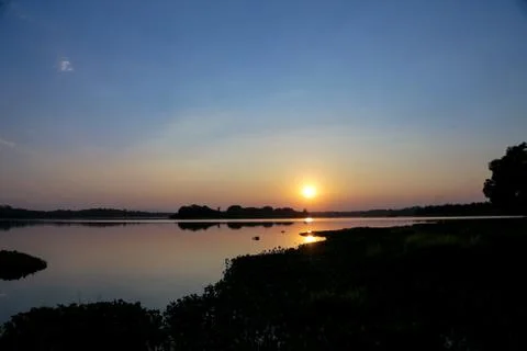 Sunset in lake view Stock Photos