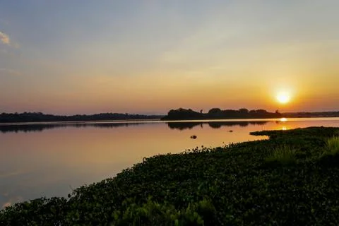 Sunset in lake view Stock Photos