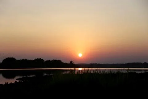 Sunset in lake view Stock Photos