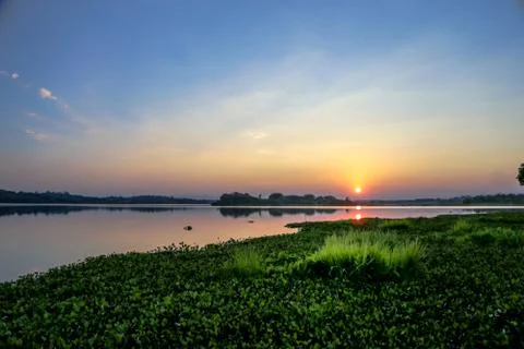 Sunset in lake view Stock Photos