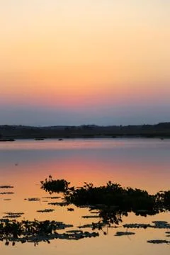 Sunset in lake view Stock Photos