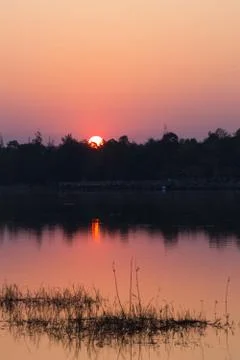 Sunset in lake view Stock Photos