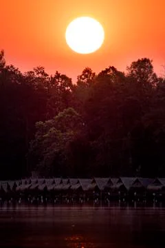 Sunset in lake view Stock Photos
