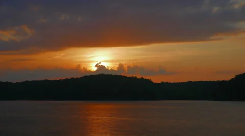 Sunset Lake Waters Land Between The Lakes Kentucky Stock Footage 43078629