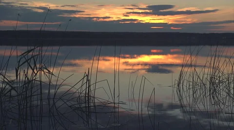 Sunset lake wide11 Stock Footage 1052550