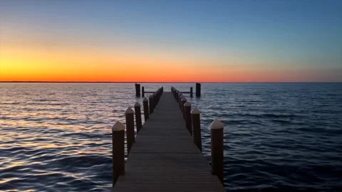 Sunset lake winnebago dock static Stock Footage 273075760
