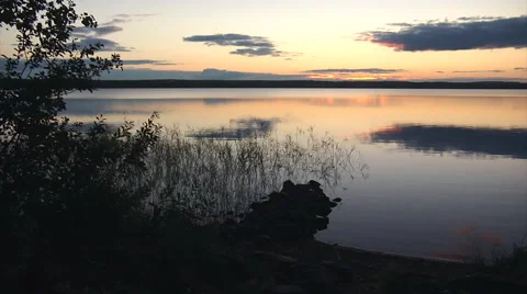 Sunset lake zeit1 Stock Footage 1052577