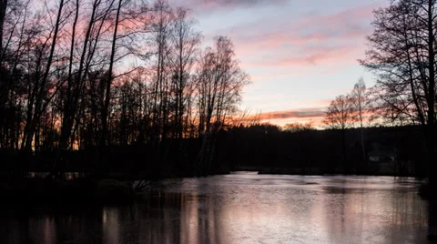 Sunset at lakeside 스톡 동영상 37041825