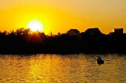 Sunset at lakeside Foto stock