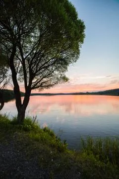 Sunset at lakeside Stock Photos