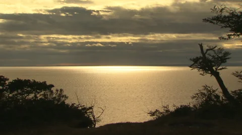 Sunset, Land of Fire, scenery, clouds, silhouette Stock Footage 48458139