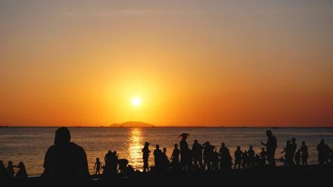 Sunset landscape. beach sunset. palm trees silhouette on sunset tropical beach Stock Photos