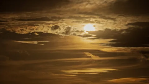 Sunset landscape with beautiful floating clouds, nature, landscape with clouds Video stock 253302673