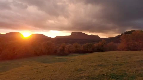 Sunset landscape with dramatic sky. Stock Footage 150713436