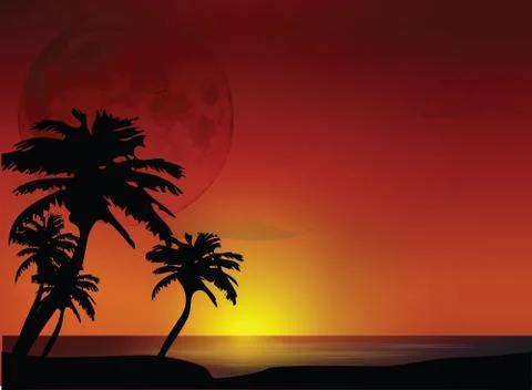 Sunset landscape Stock Illustration