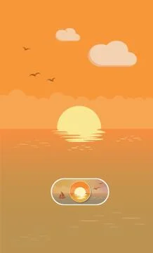 Sunset landscape illustration On Off toggle switch button Illustrazione stock