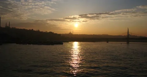 Sunset landscape in Istanbul 4K Stockbeeldmateriaal 49096727