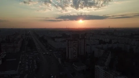 Sunset landscape over the city Stock Footage 93448829
