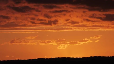 Sunset Landscape Timelapse 4k - Golden Orange Clouds / Sky - Sweden Nature Stock Footage 125046693