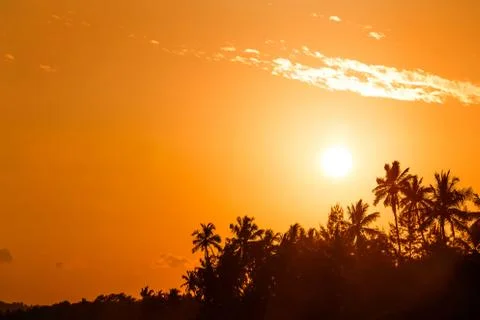 Sunset landscape tropical beach Stock Photos