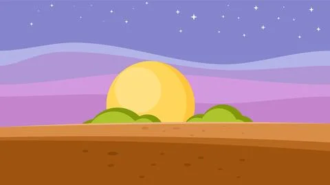 Sunset landscape vector background Stock Illustration