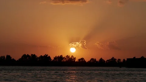 Sunset landscape view of Borneo river Stock Footage 114126761