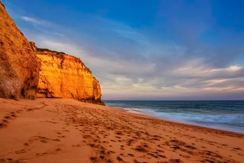 Sunset landscape with views of the cliffs and the coast Stock Photos