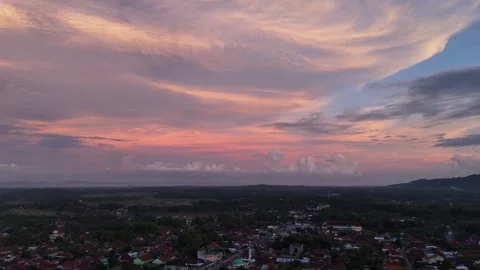 Sunset landscape in the village Stock Footage 285386011
