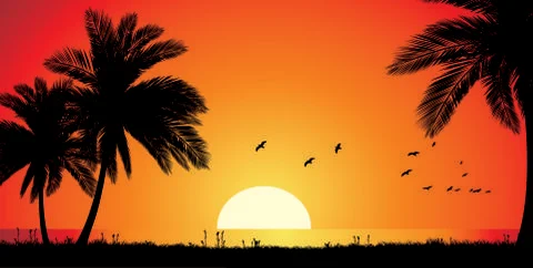 Sunset landscapes beautiful background Stock Illustration
