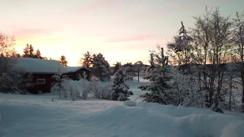 Sunset in Lapland, Finaland Stock Footage 261449644